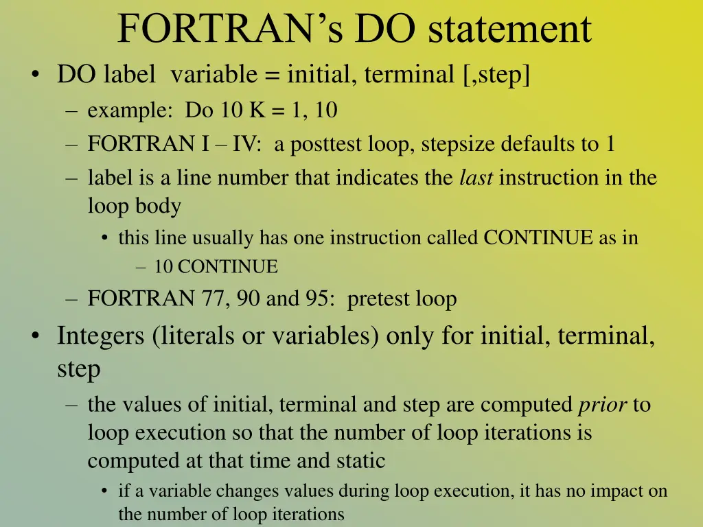 fortran s do statement do label variable initial