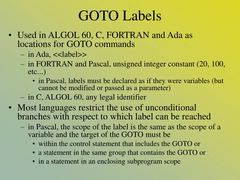 goto labels