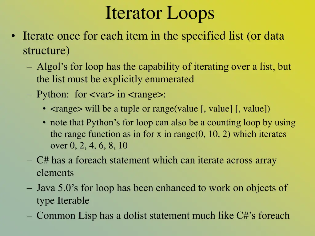 iterator loops