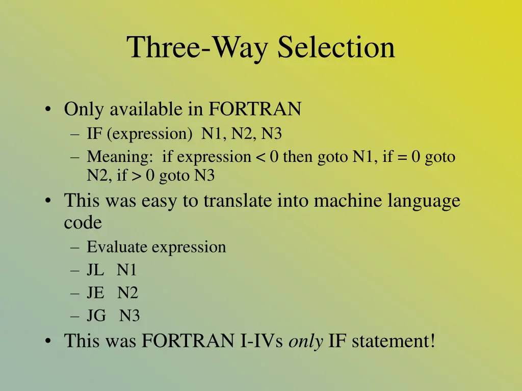three way selection