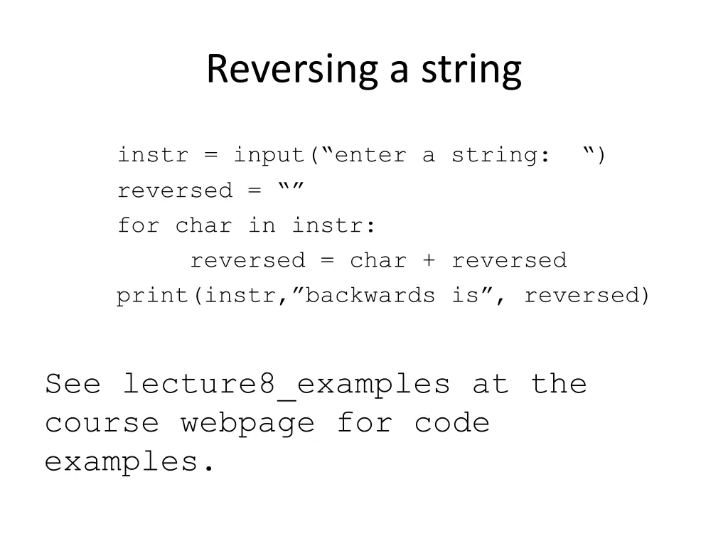 reversing a string