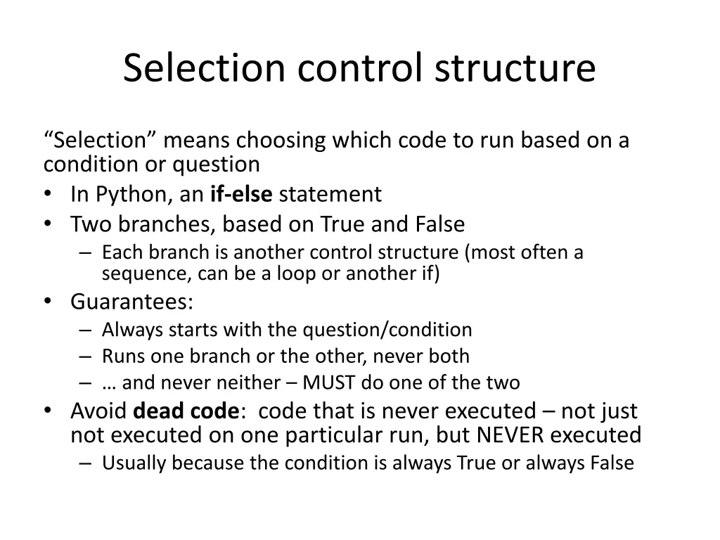selection control structure