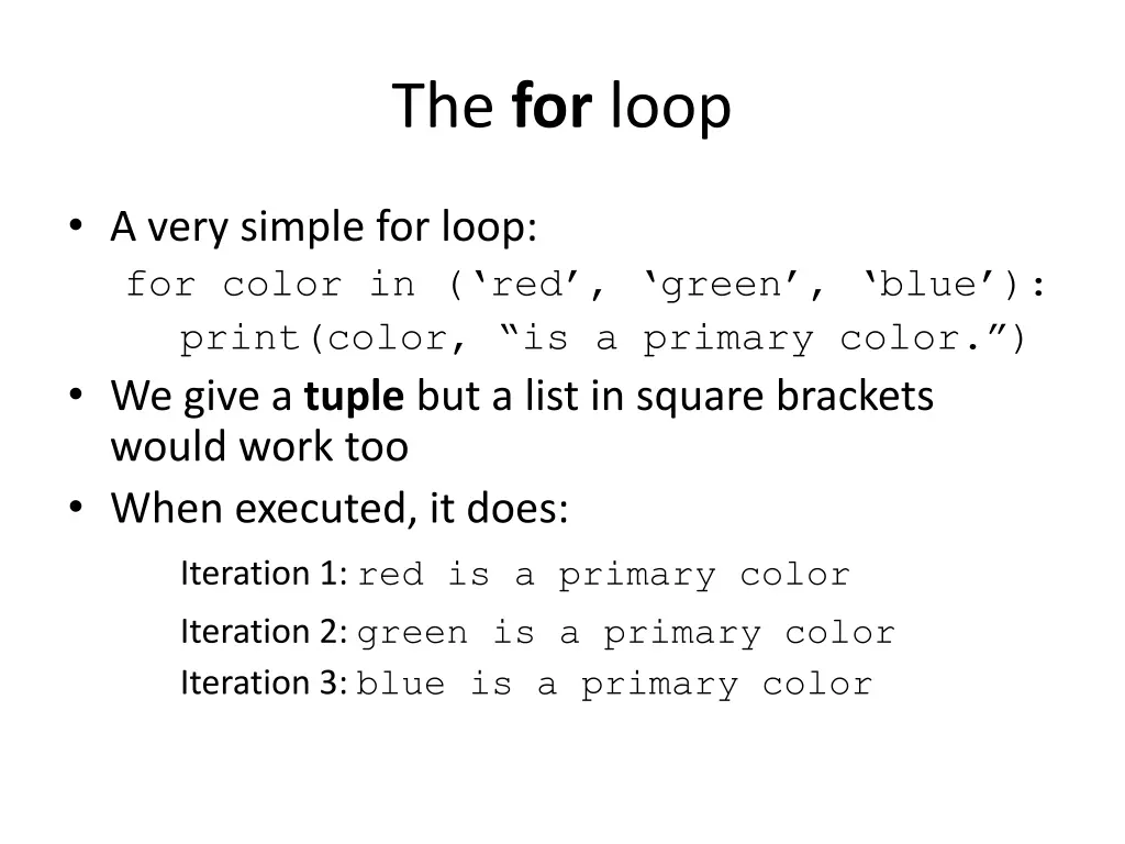 the for loop 1