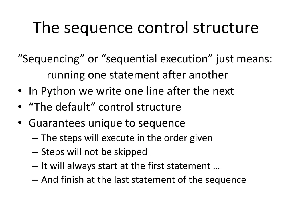 the sequence control structure