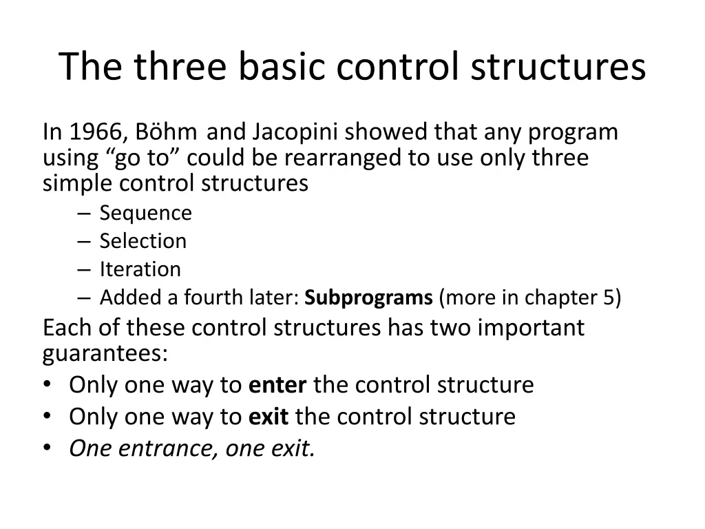 the three basic control structures