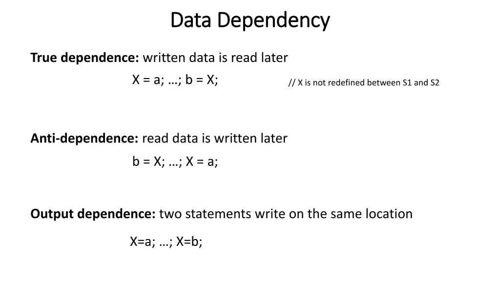 data dependency data dependency