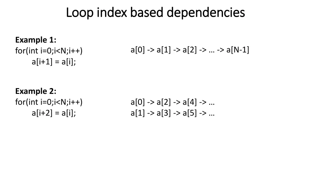 loop index based dependencies loop index based 1