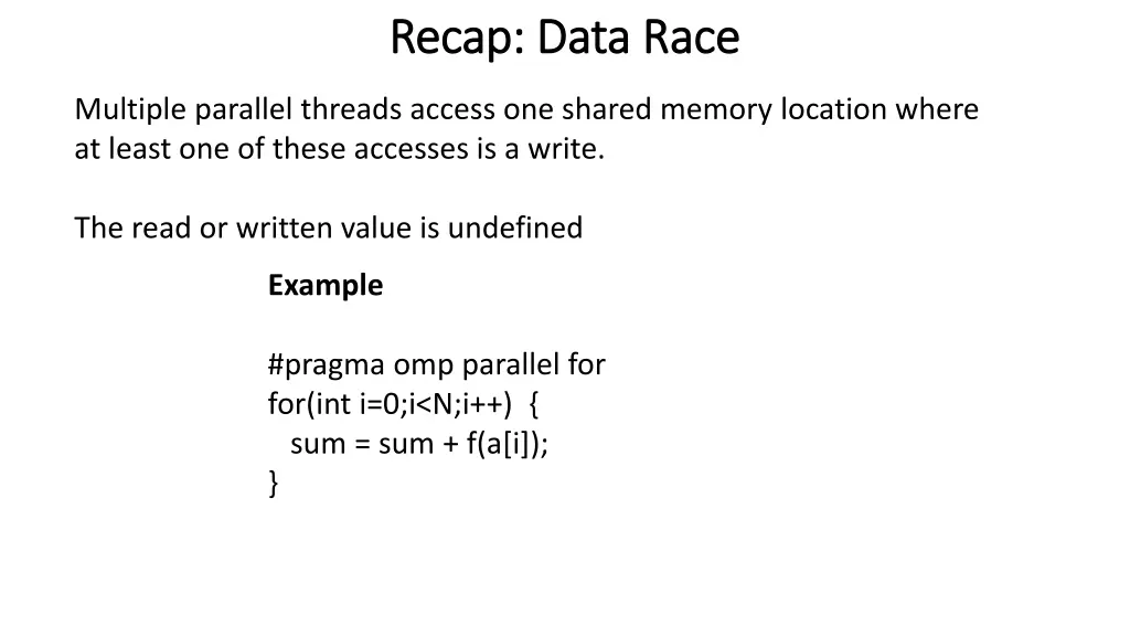 recap data race recap data race