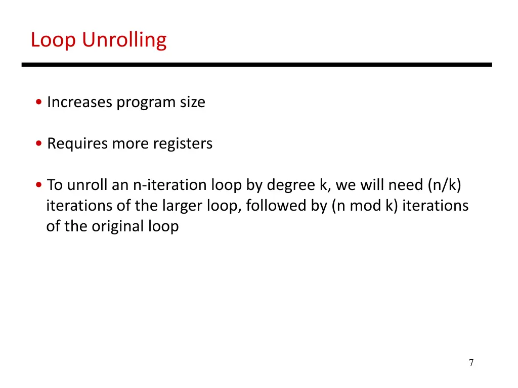 loop unrolling 1