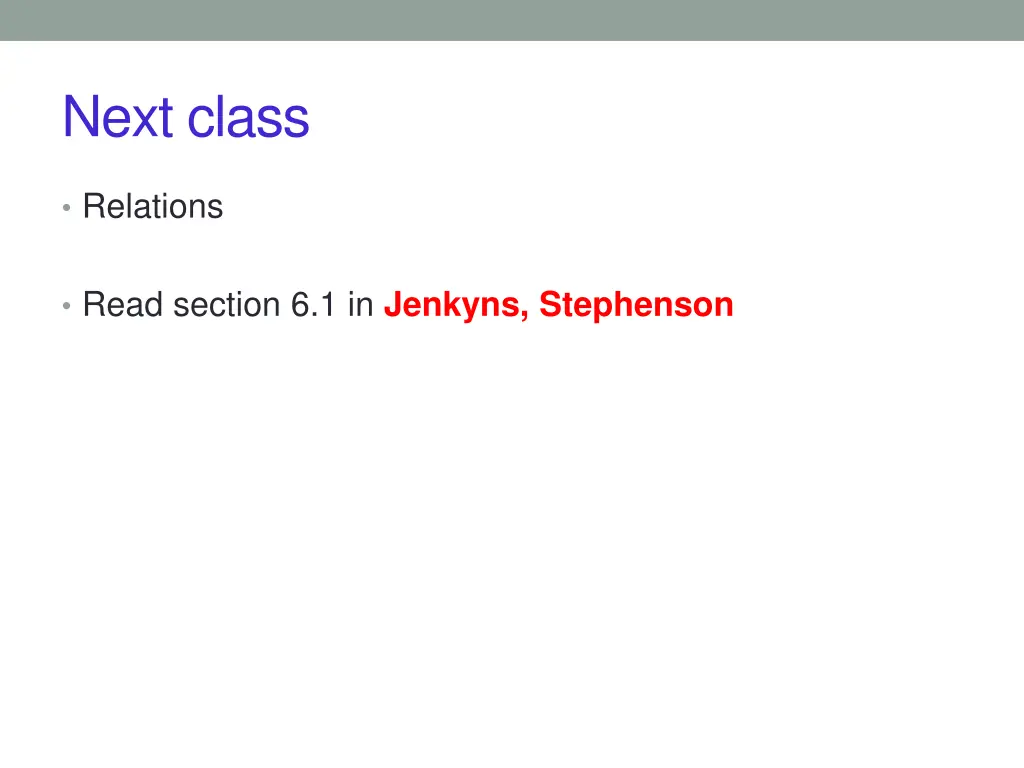next class