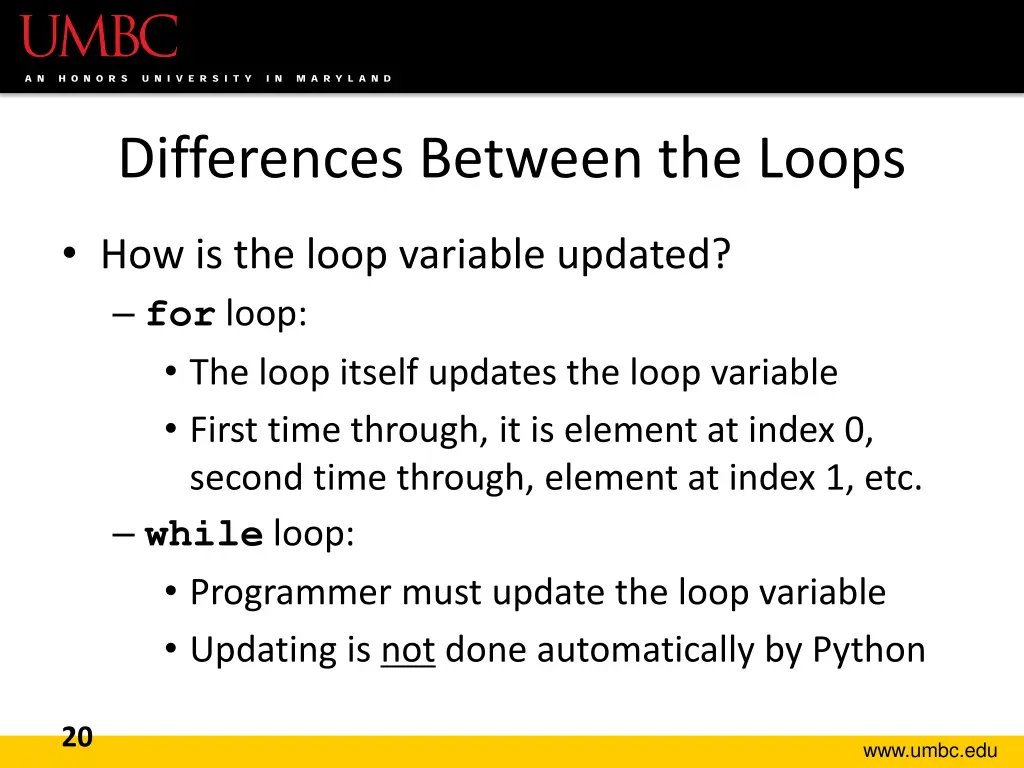 differences between the loops 2