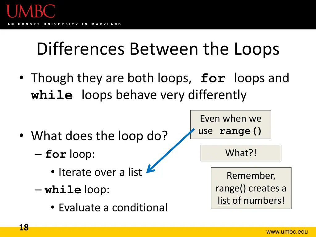 differences between the loops