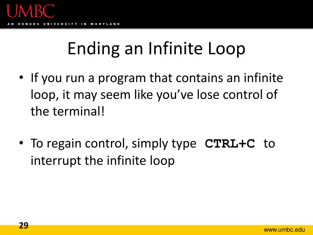 ending an infinite loop