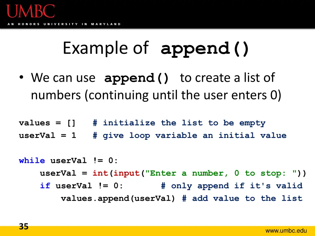 example of append