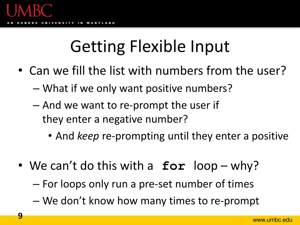 getting flexible input can we fill the list with
