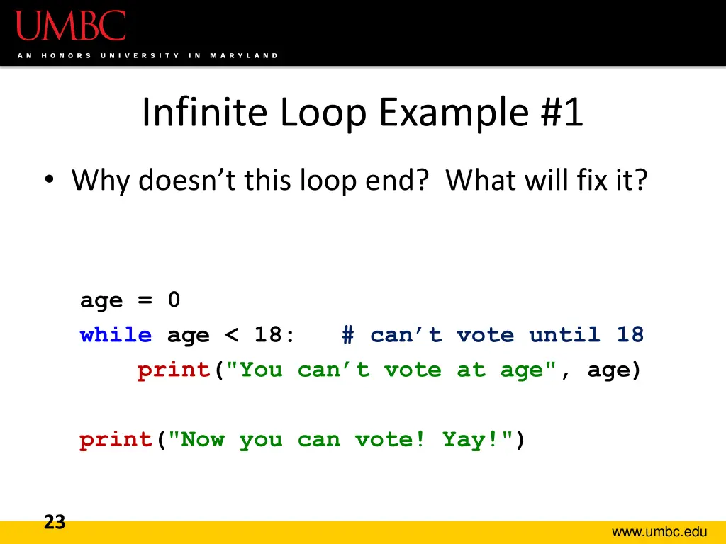 infinite loop example 1