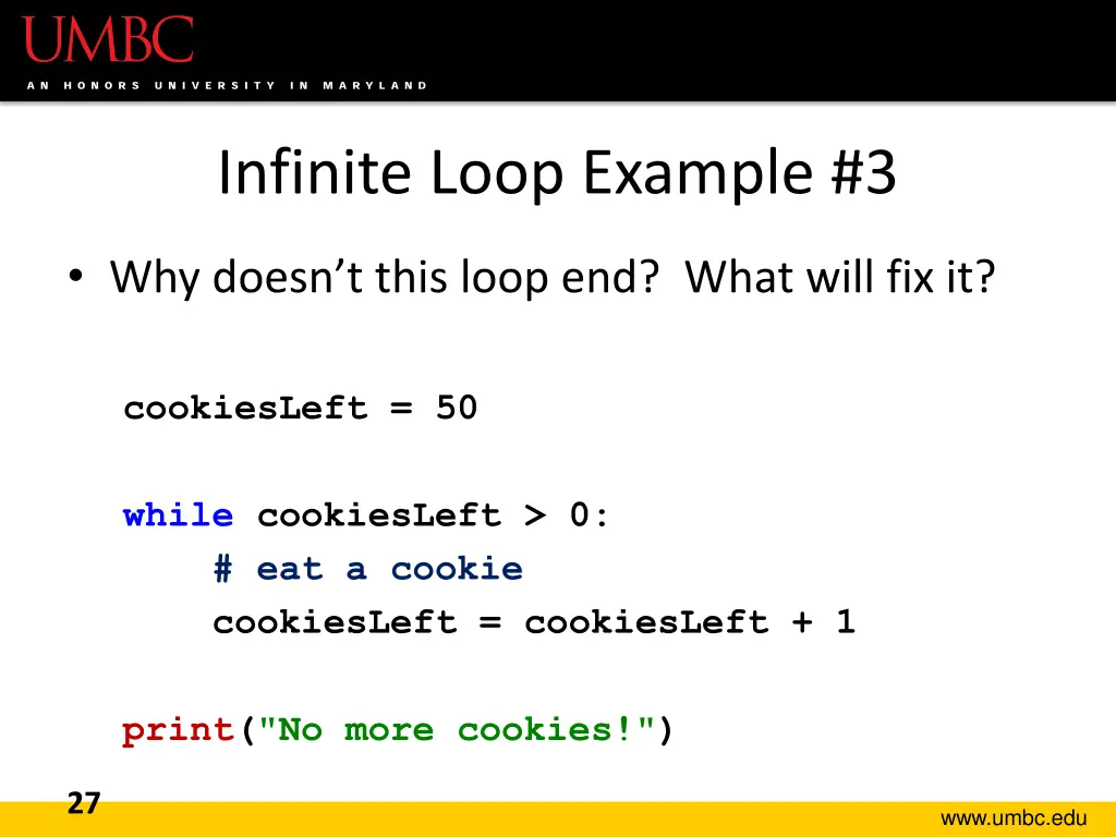 infinite loop example 3