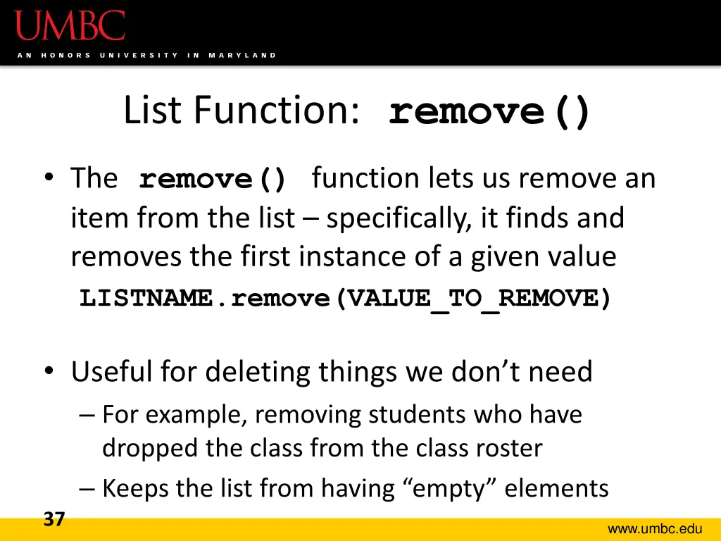 list function remove