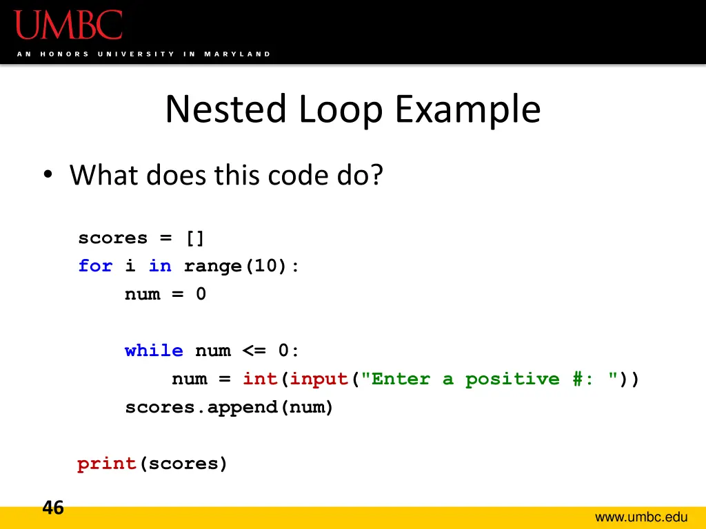 nested loop example