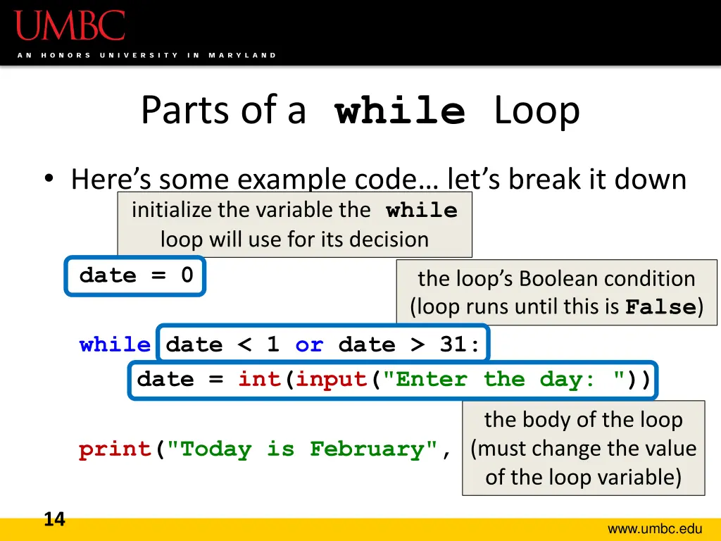 parts of a while loop 1