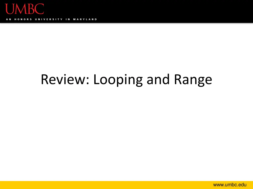 review looping and range