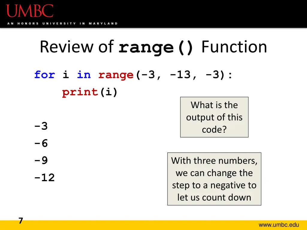 review of range function 1