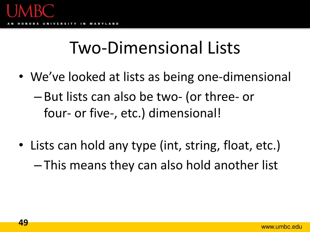 two dimensional lists 1