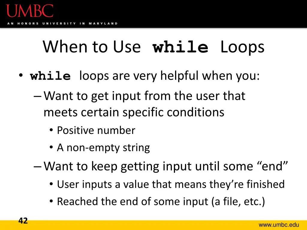 when to use while loops