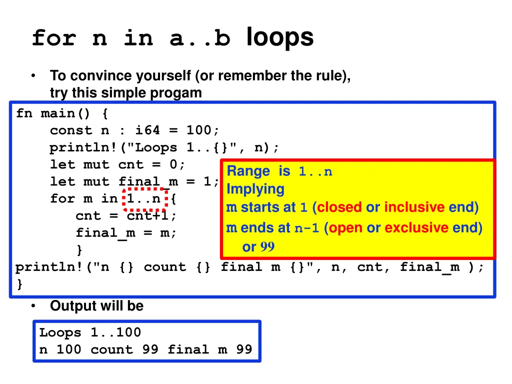 for n in a b loops 1