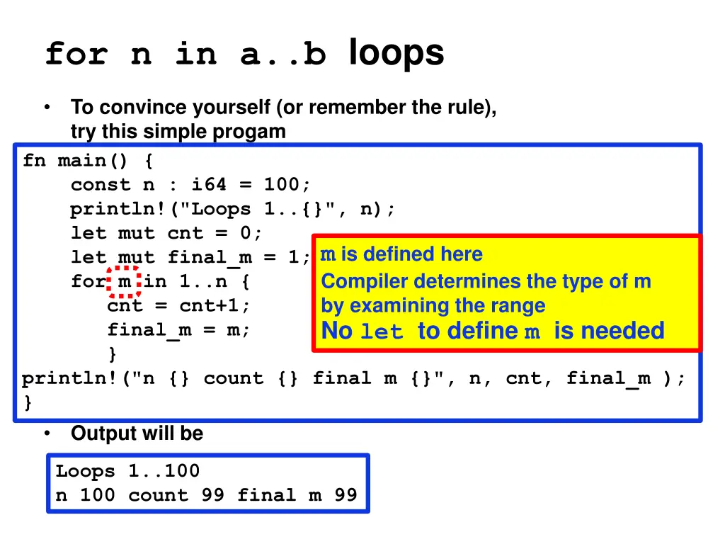 for n in a b loops 2