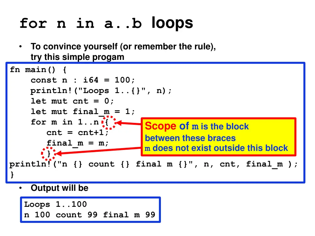 for n in a b loops 3