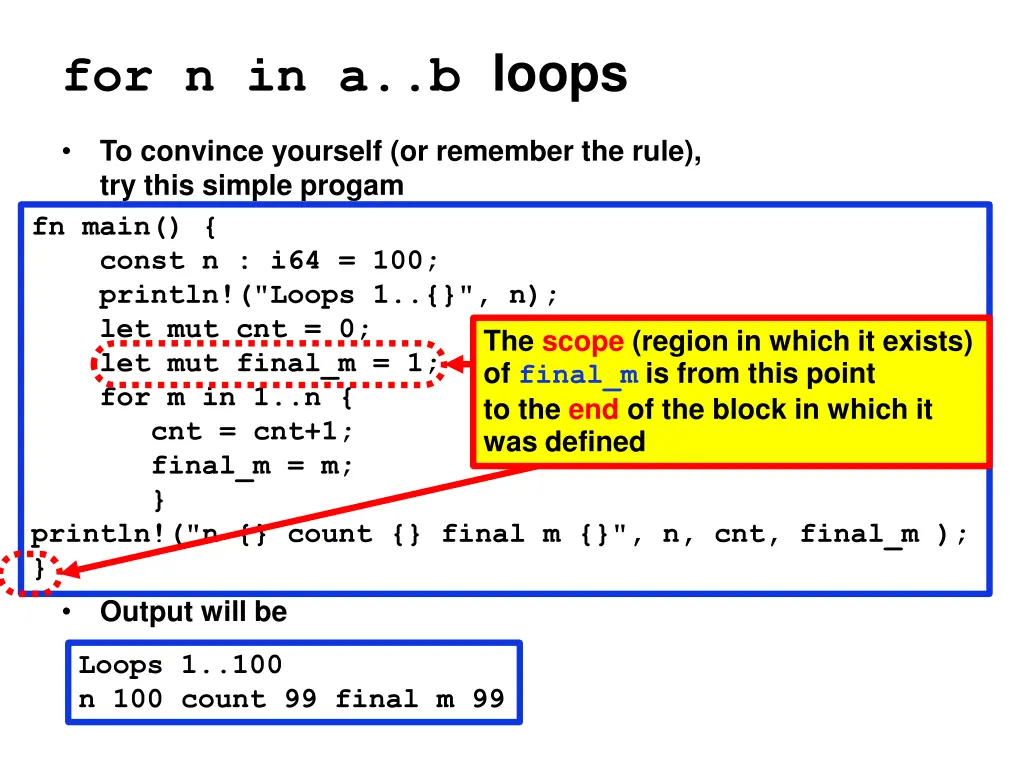 for n in a b loops 5