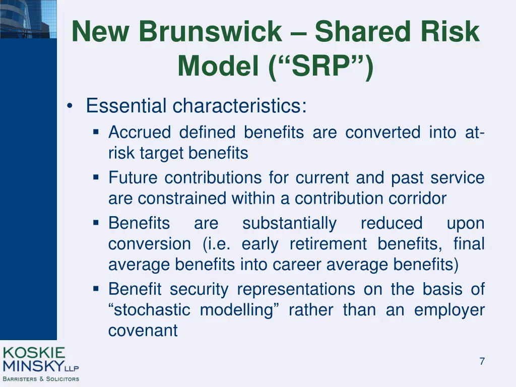 new brunswick shared risk model srp