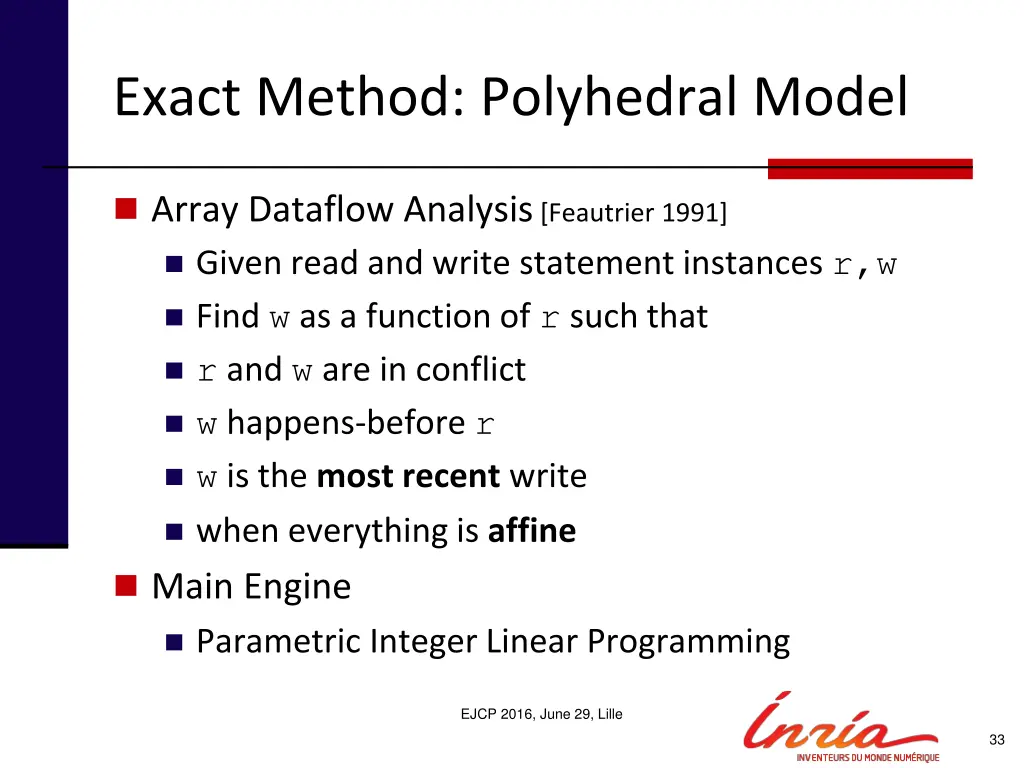 exact method polyhedral model