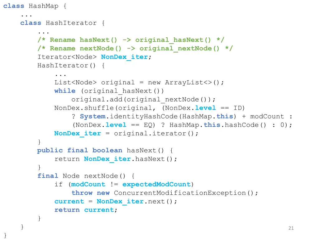 class hashmap class hashiterator rename hasnext