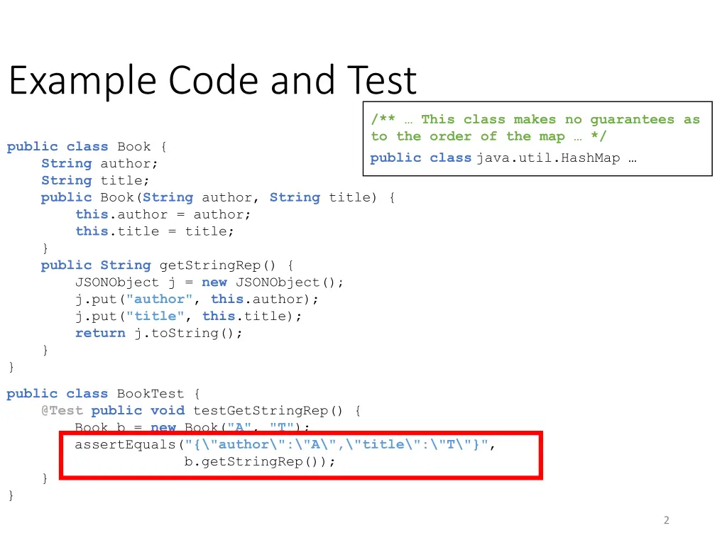 example code and test