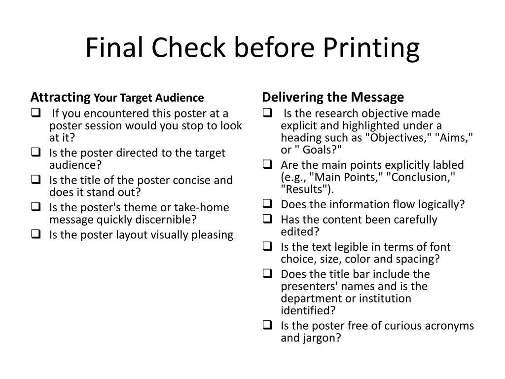 final check before printing