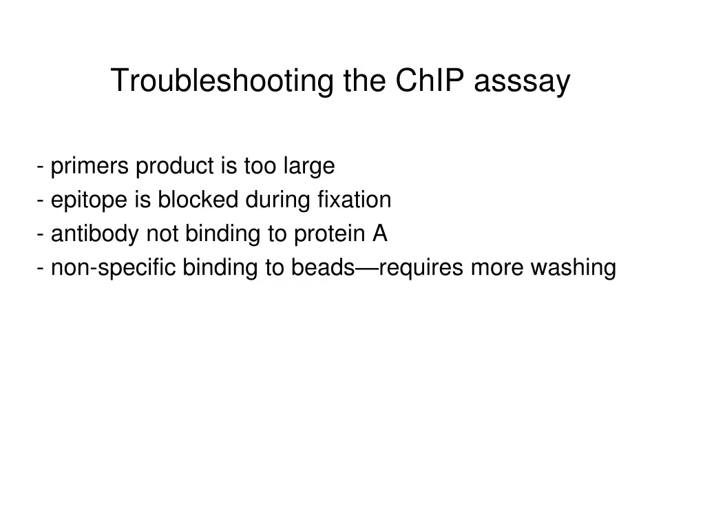 troubleshooting the chip asssay