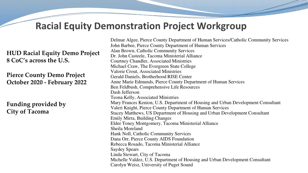 racial equity demonstration project workgroup
