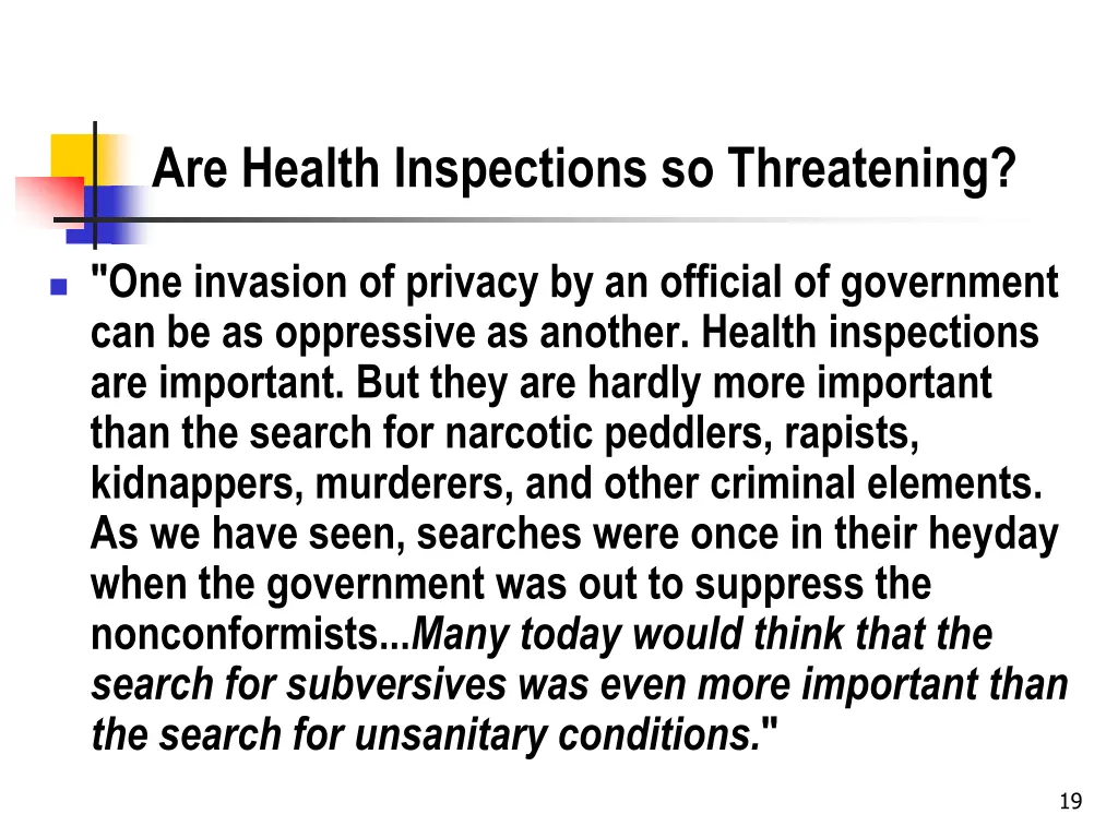 are health inspections so threatening
