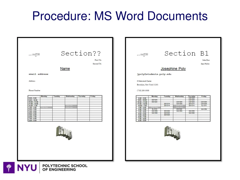 procedure ms word documents
