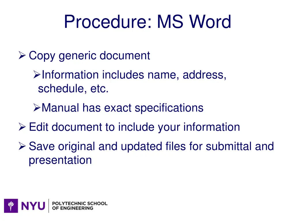 procedure ms word
