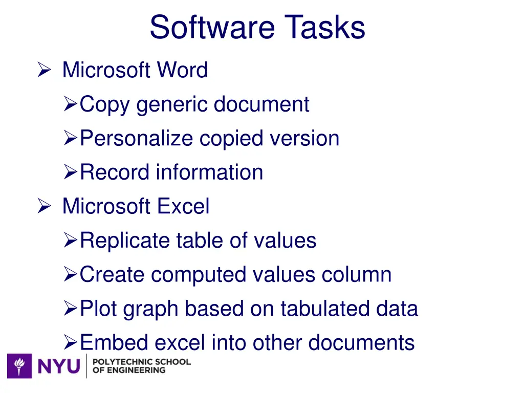 software tasks