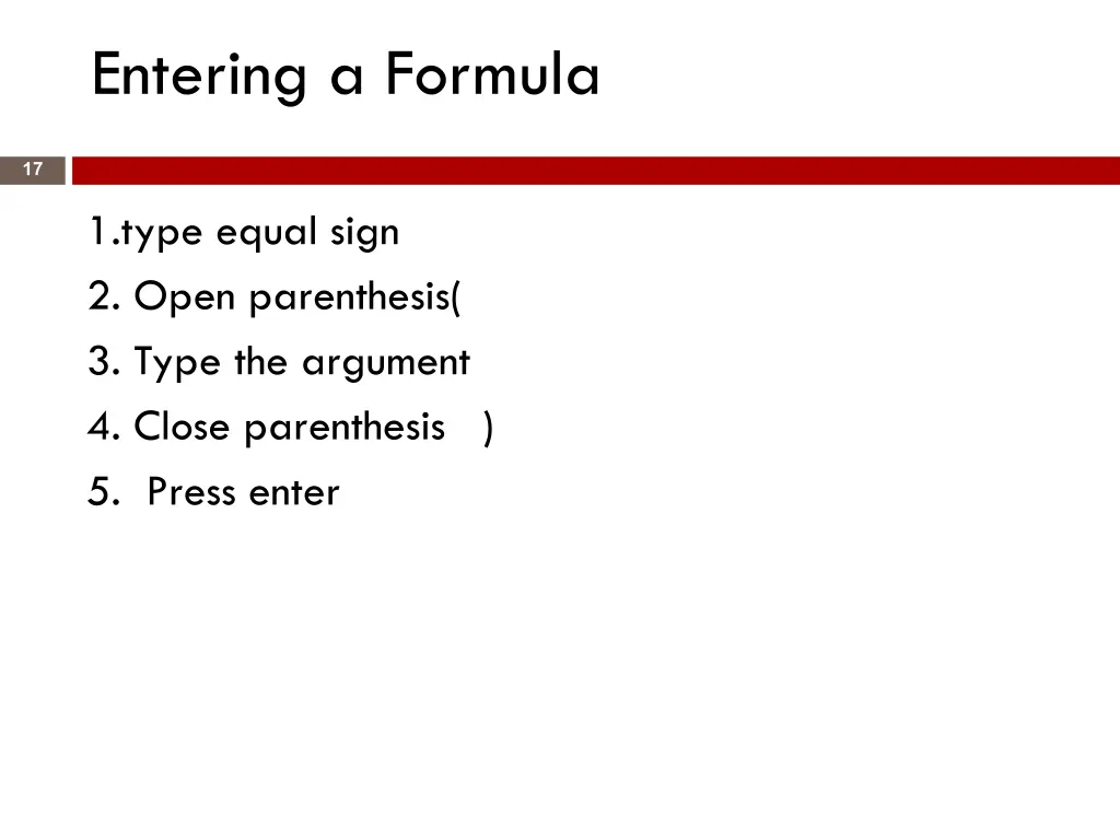 entering a formula