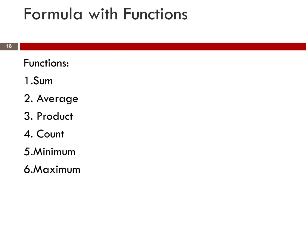 formula with functions