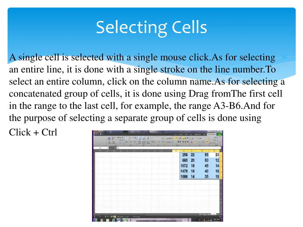 selecting cells