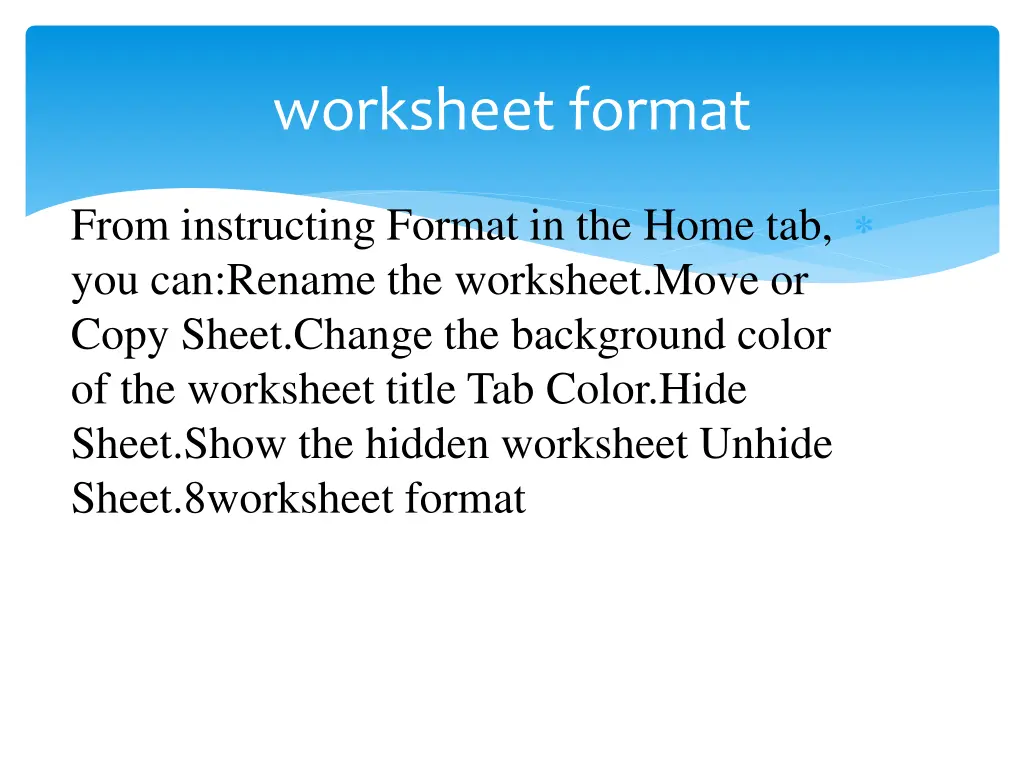 worksheet format