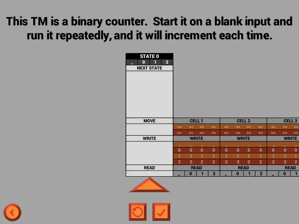 this tm is a binary counter start it on a blank