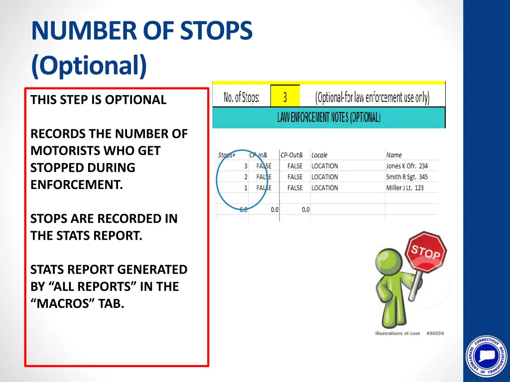 number of stops optional