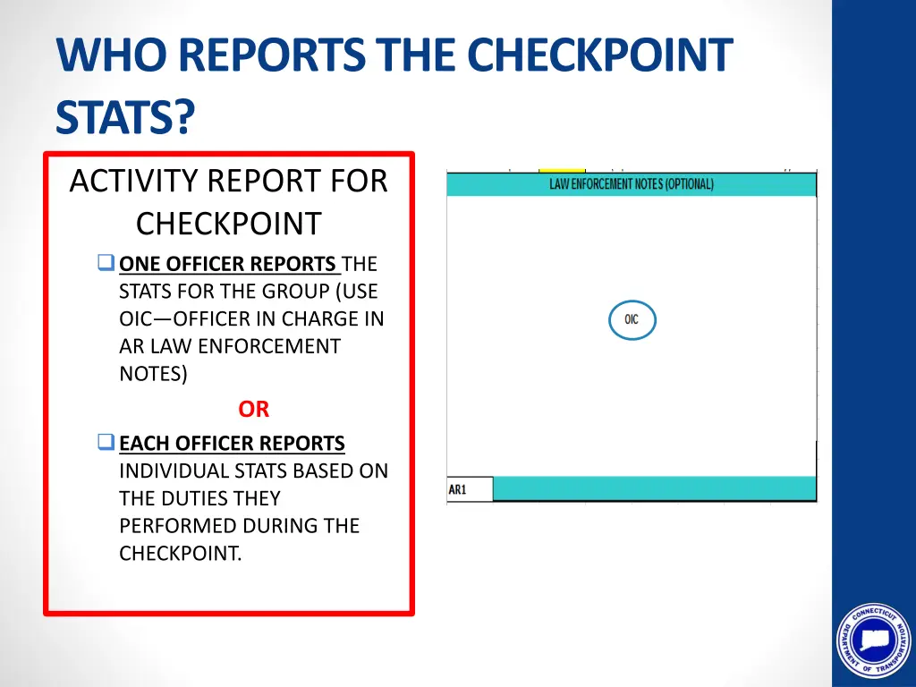 who reports the checkpoint stats